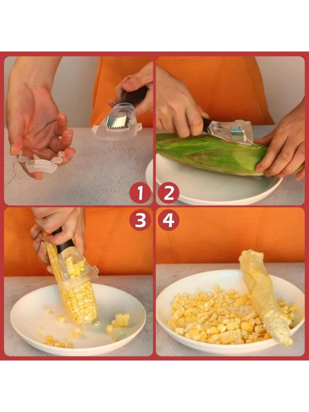 Ergonomic Corn Kernel Cutter Tool - Easy Peeler & Stripper for Quick Corn Prep